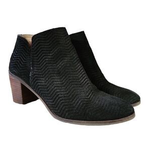 Lucky Brand Women's Black Suede Side Zip Cinder Pickla Booties Size 9.5